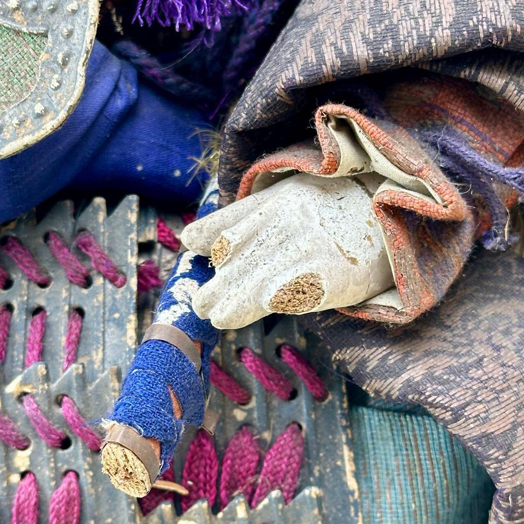 江戸〜明治時代　武者人形　鎧武者座り人形　高さ約32cm　古美術・骨董　骨董品