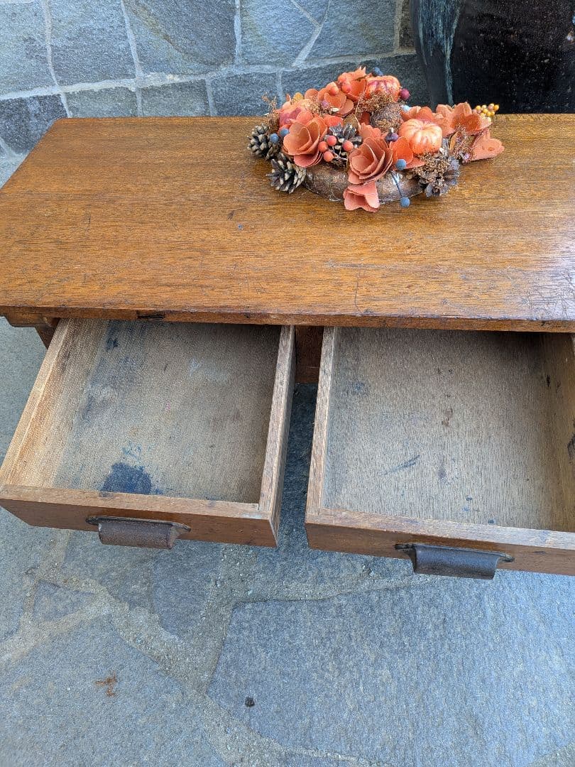 昭和初期木製のアンティークローテーブル