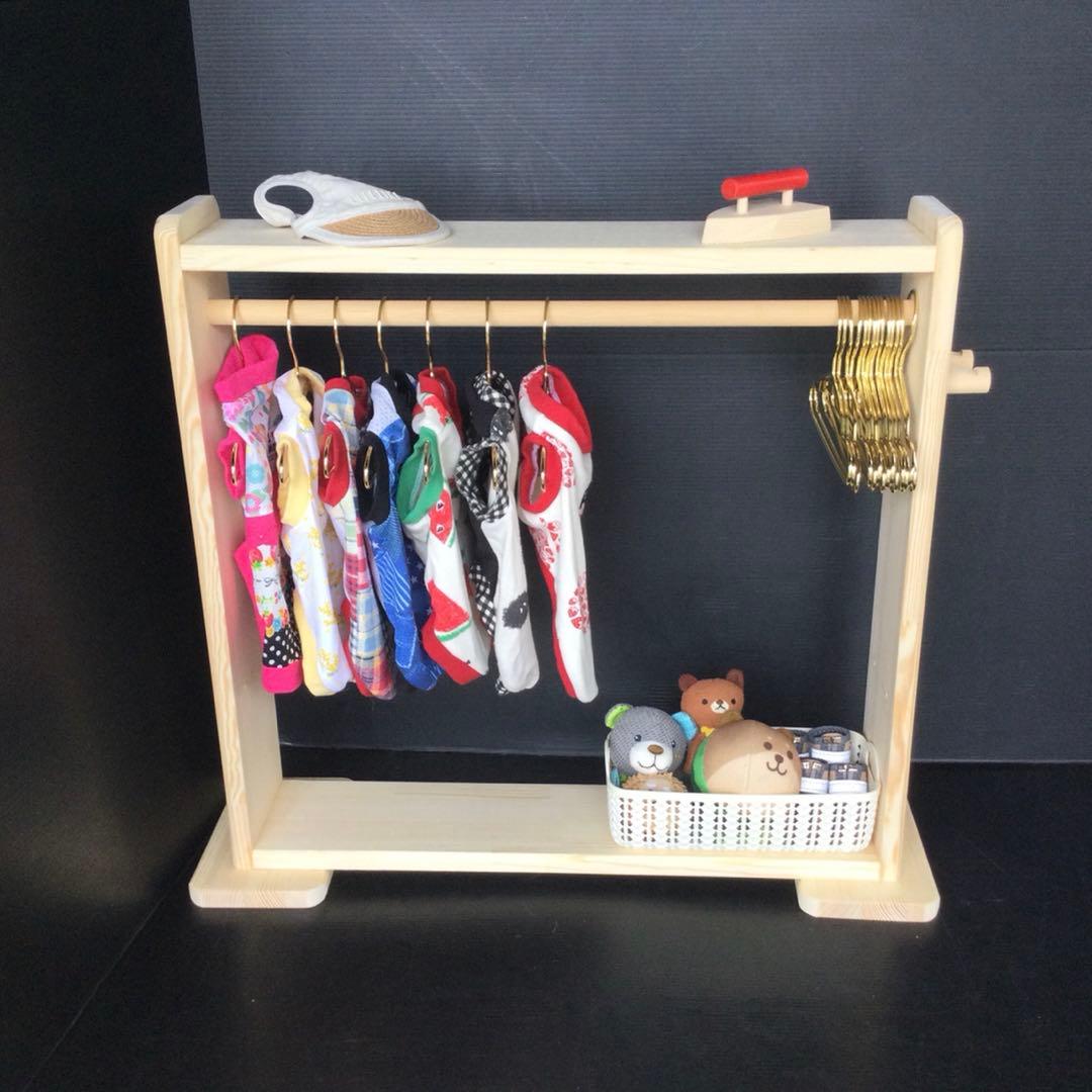 ハンドメイド　ペット、犬服　ハンガーラック　木製　(新品)