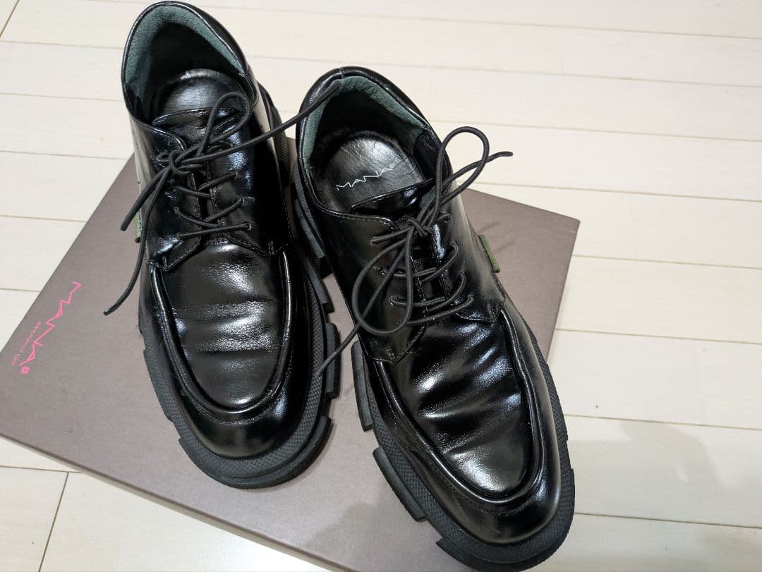 MANAブラックレザー ローファー