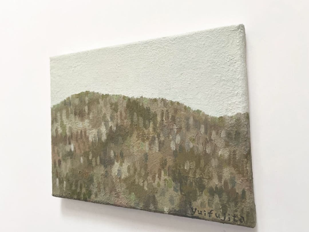 油彩画　冬の山