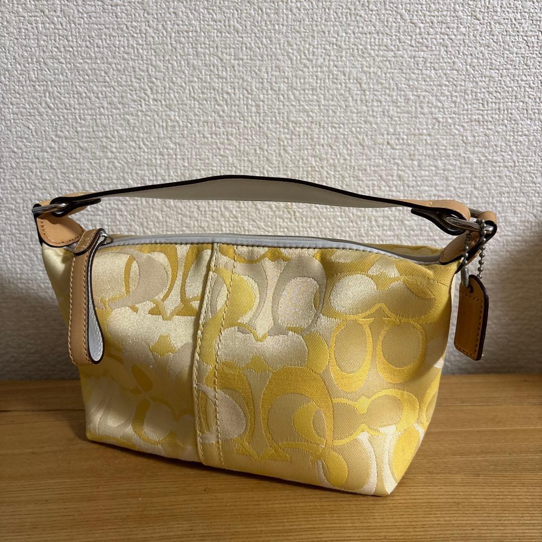 COACH コーチ アクセサリーポーチ　バッグ　シグネチャー イエロー　y2k