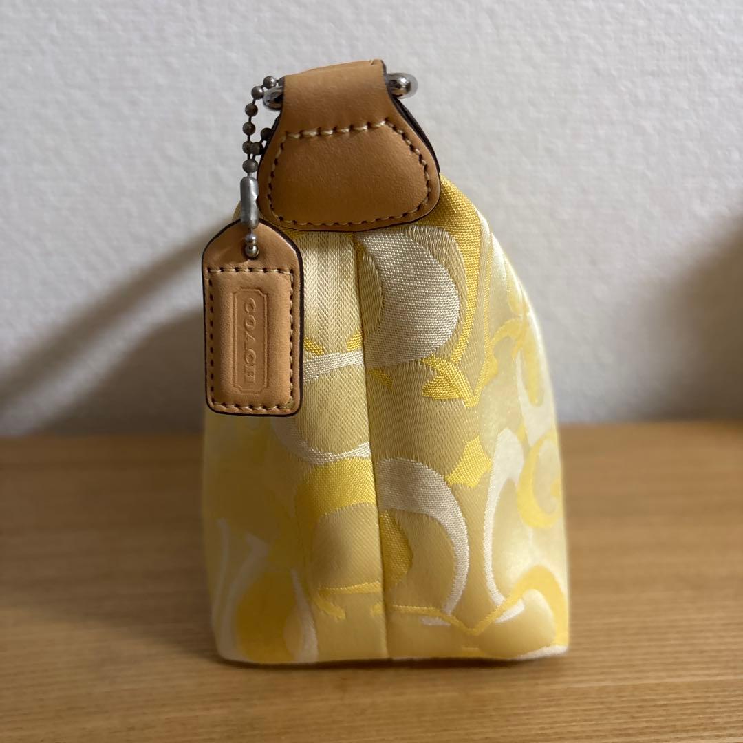 COACH コーチ アクセサリーポーチ　バッグ　シグネチャー イエロー　y2k