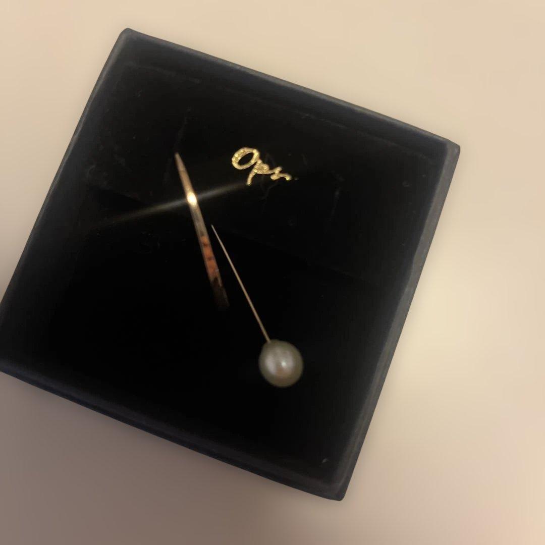 片方のみops.18kピンクゴールドGOUCCIAフープピアスパールキャッチ付き