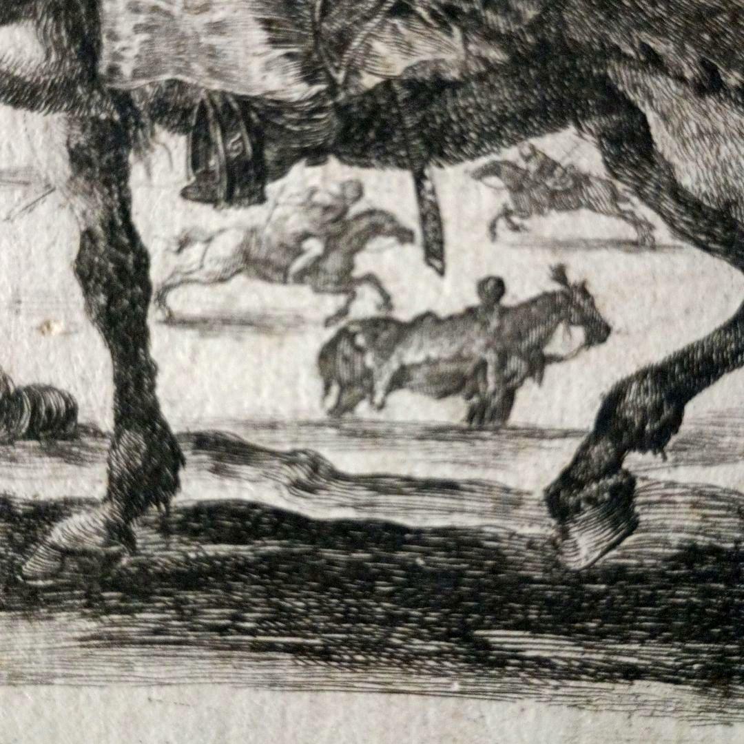 額装品　1640年頃　ステファノ・デラ・ベッラ　騎乗の戦士　稀少作品