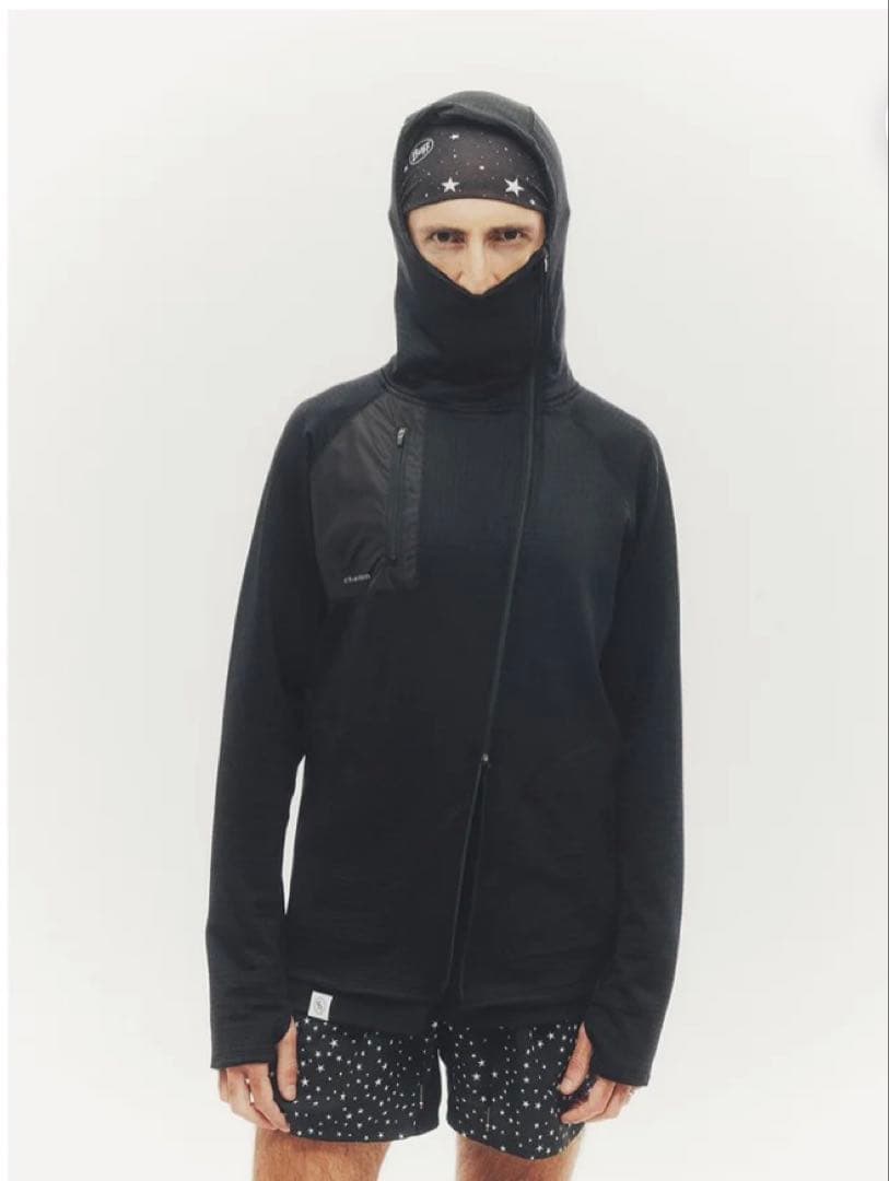 charbon GRID FLEECE HOODIE 黒 L ランニング