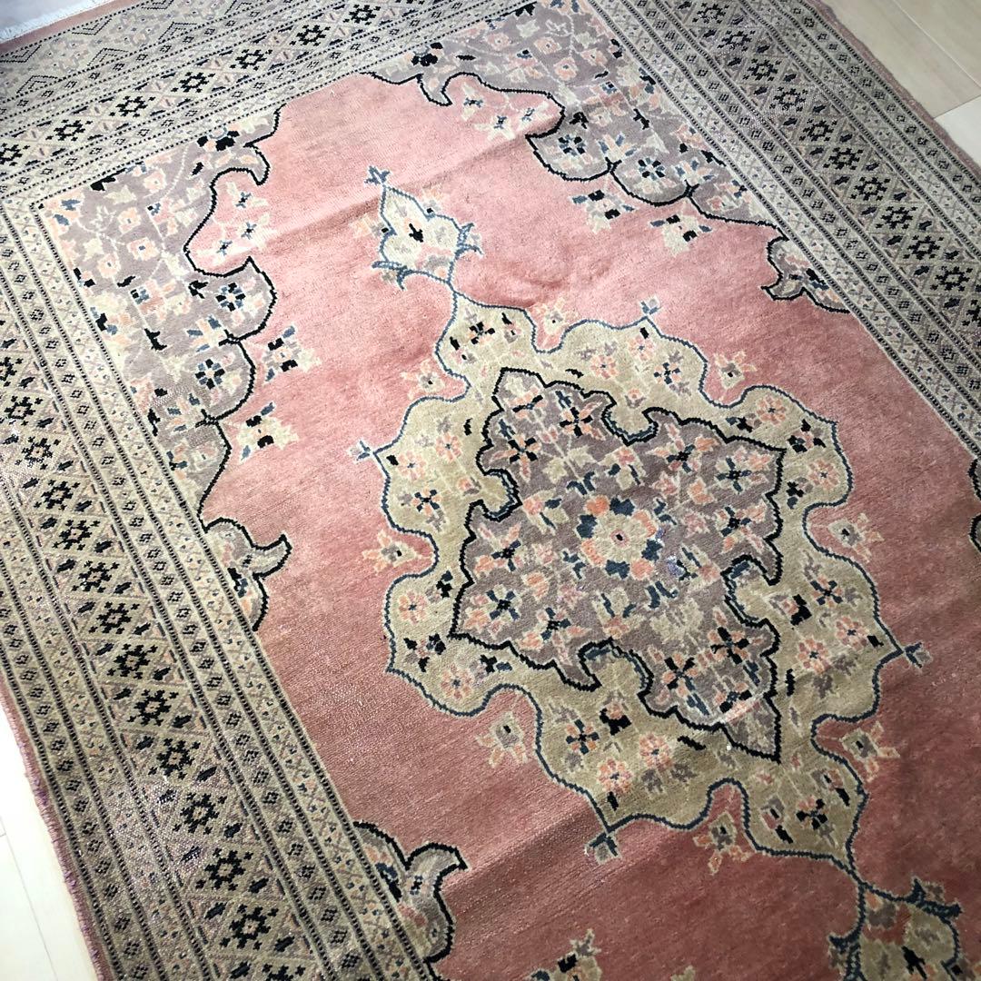 約122cm x 195cm パキスタン トルコ ラグ カーペット ピンク