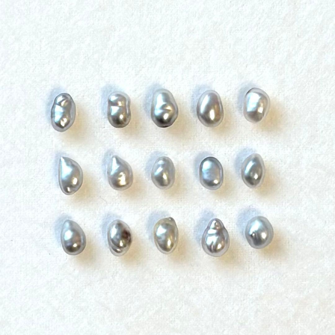 パール　ルース　南洋真珠　黒蝶ケシ　５mm変形　グレー系　15pcs