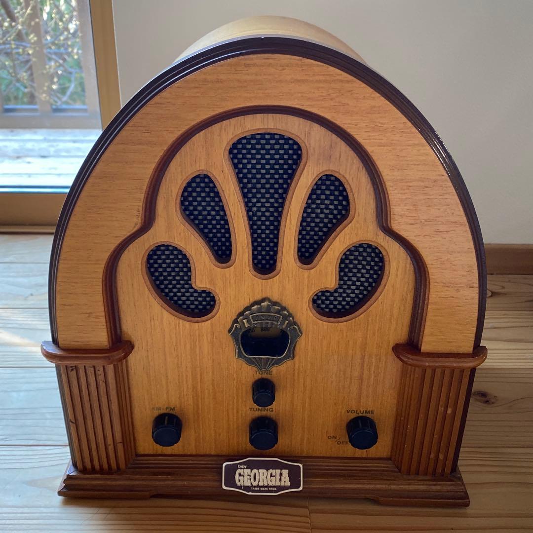 【レトロ】　ジョージア　ラジオ　アンティーク　木製　モダン　お洒落