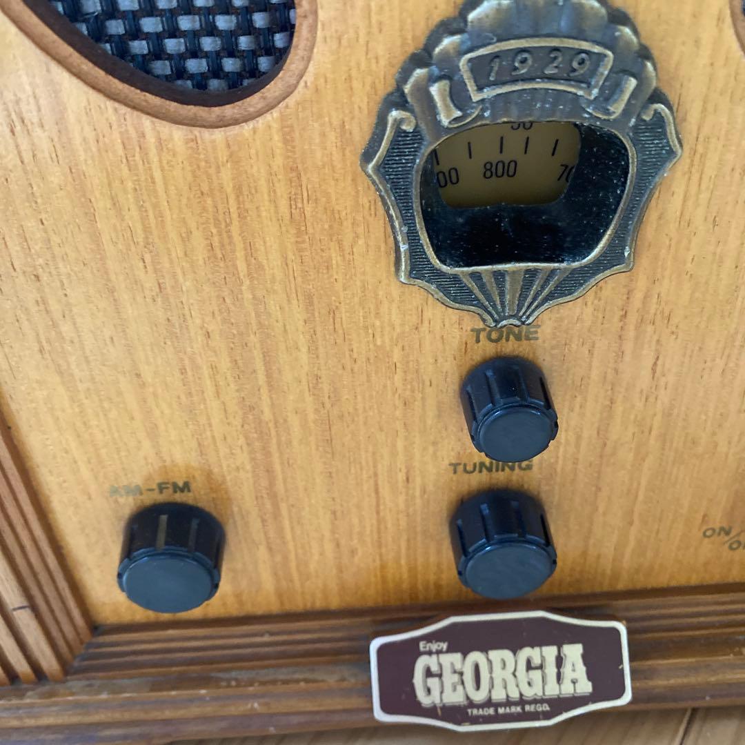 【レトロ】　ジョージア　ラジオ　アンティーク　木製　モダン　お洒落