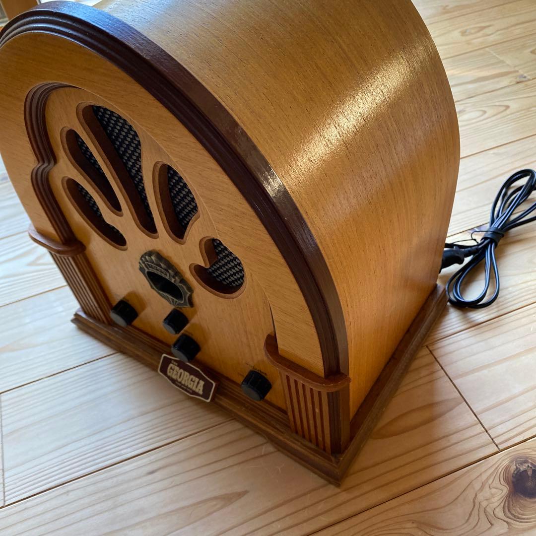 【レトロ】　ジョージア　ラジオ　アンティーク　木製　モダン　お洒落