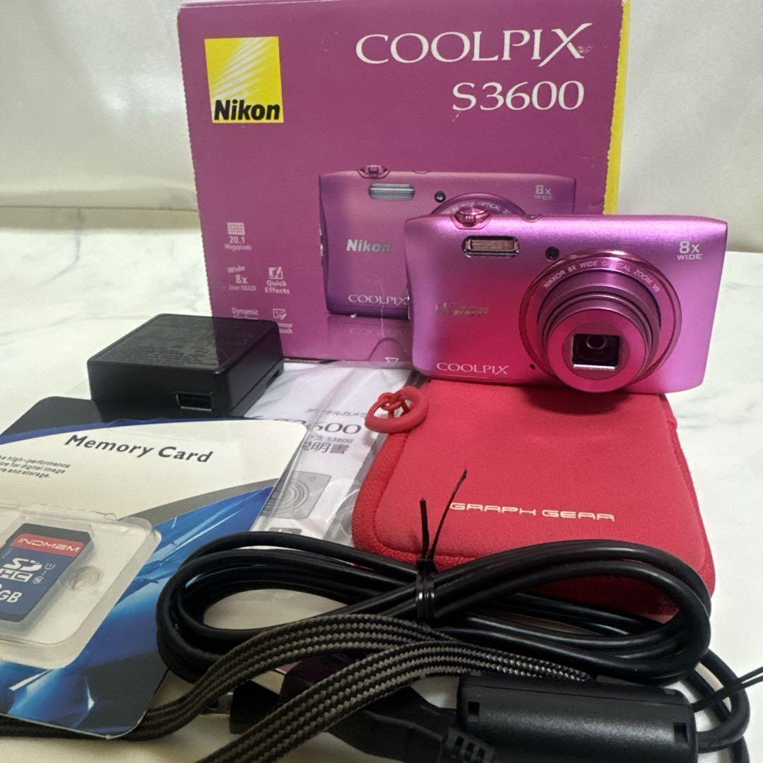 ✨美品✨Nikon COOLPIX S3600 ピンク　ニコン　外箱SDカード付