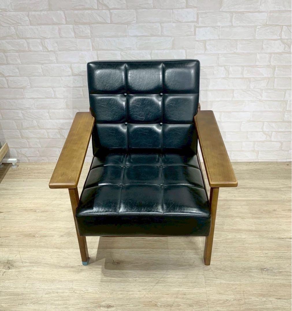 カリモク Kチェア レトロ ヴィンテージ 1シーター シングルソファ ソファ②