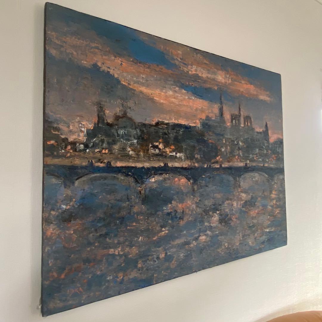 【美品♥️】 パリ 油絵 セーヌ川 橋 ⭐︎ フランス購入 絵画 ⭐︎ Paris ♪
