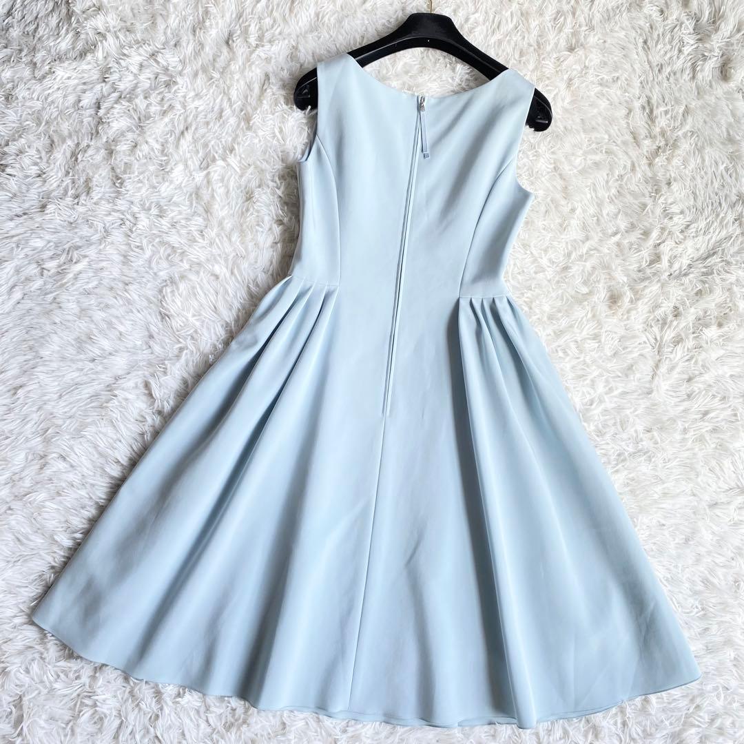 極美品◆フォクシーニューヨーク フレアワンピース サイドギャザー ミントブルー