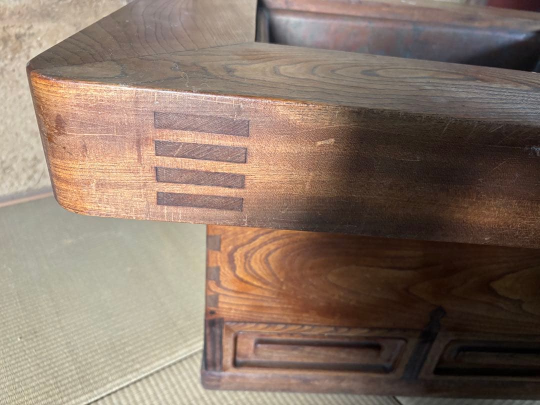 関西長火鉢　銅板落とし囲炉裏　五徳付き手炙り　古民具