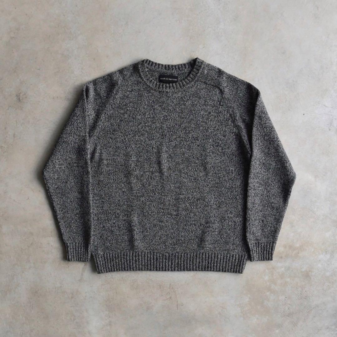 90s クラフト&バロー 霜降り MIX コットンニットセーター 白黒