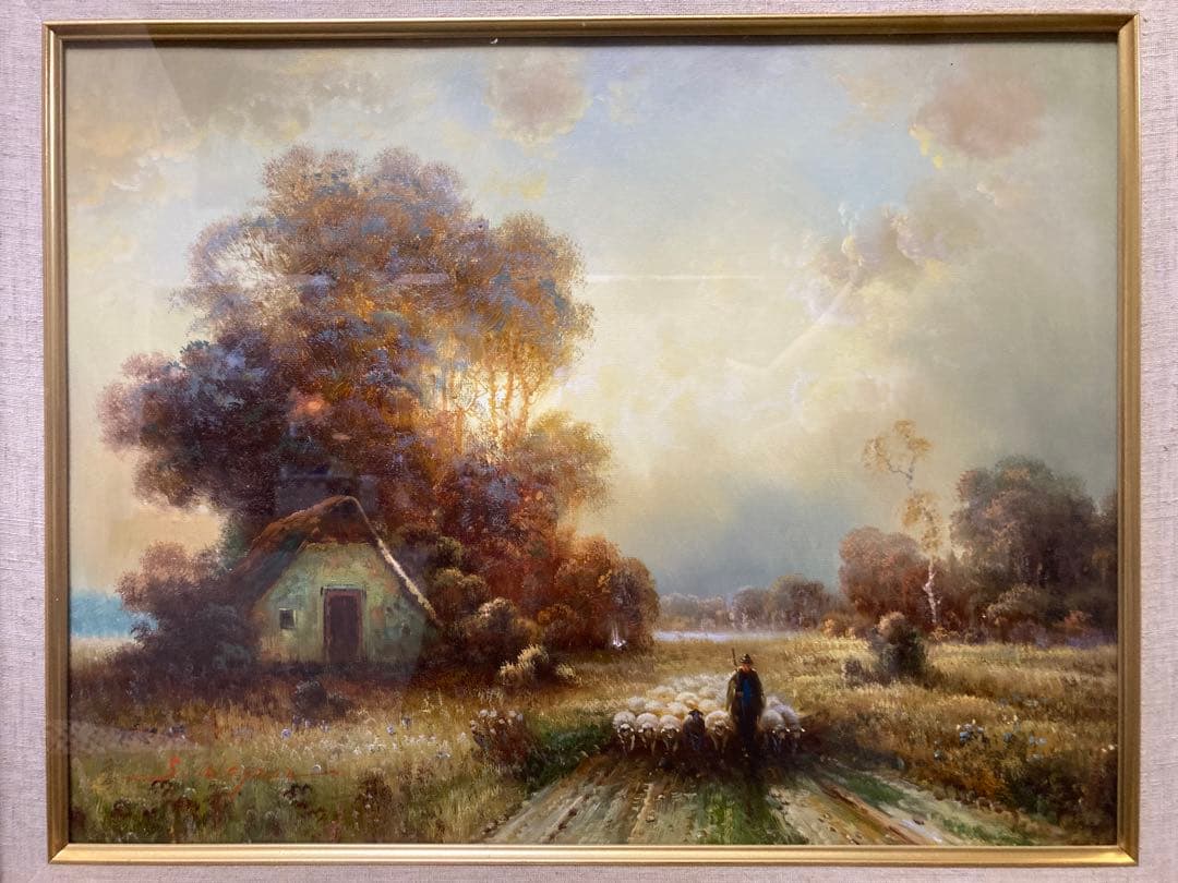 油彩　油絵　真筆　外国風景　[有名作家ワーグナー] サイン有　Ｆ６号