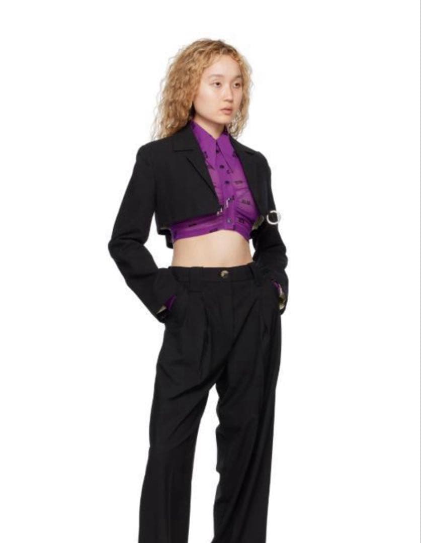 【美品】GANNI ローシュシャツ メッシュクロップドシャツ