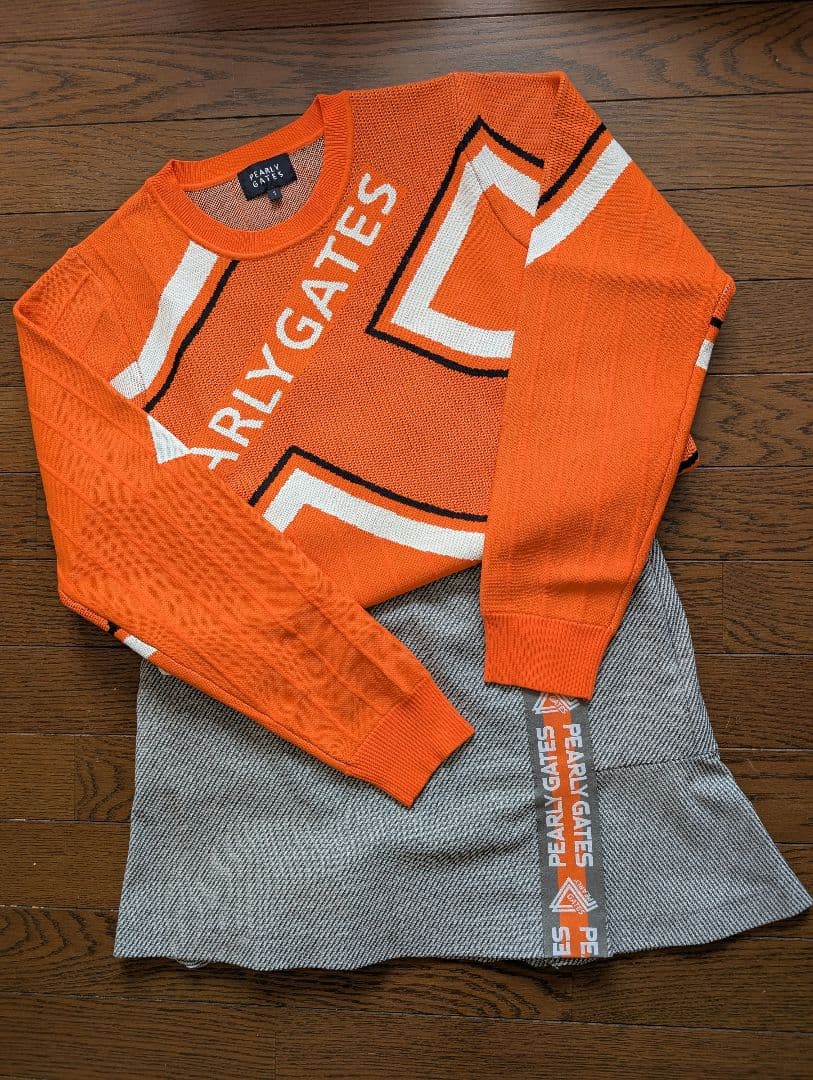 パーリーゲイツ♥オレンジ♥セーター、スカート2点セット