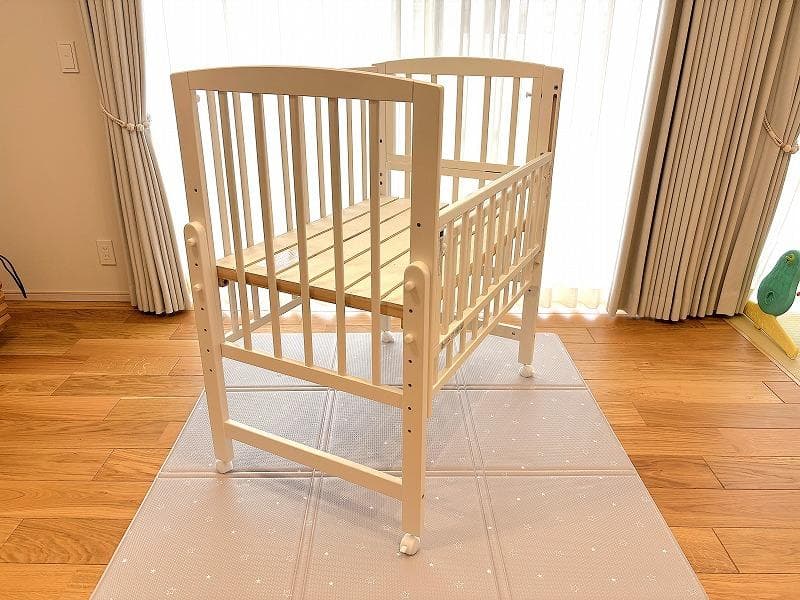 【値下げ！】YAMATOYA Ｗオープンハイタイプ ミニベビーベッド ホワイト