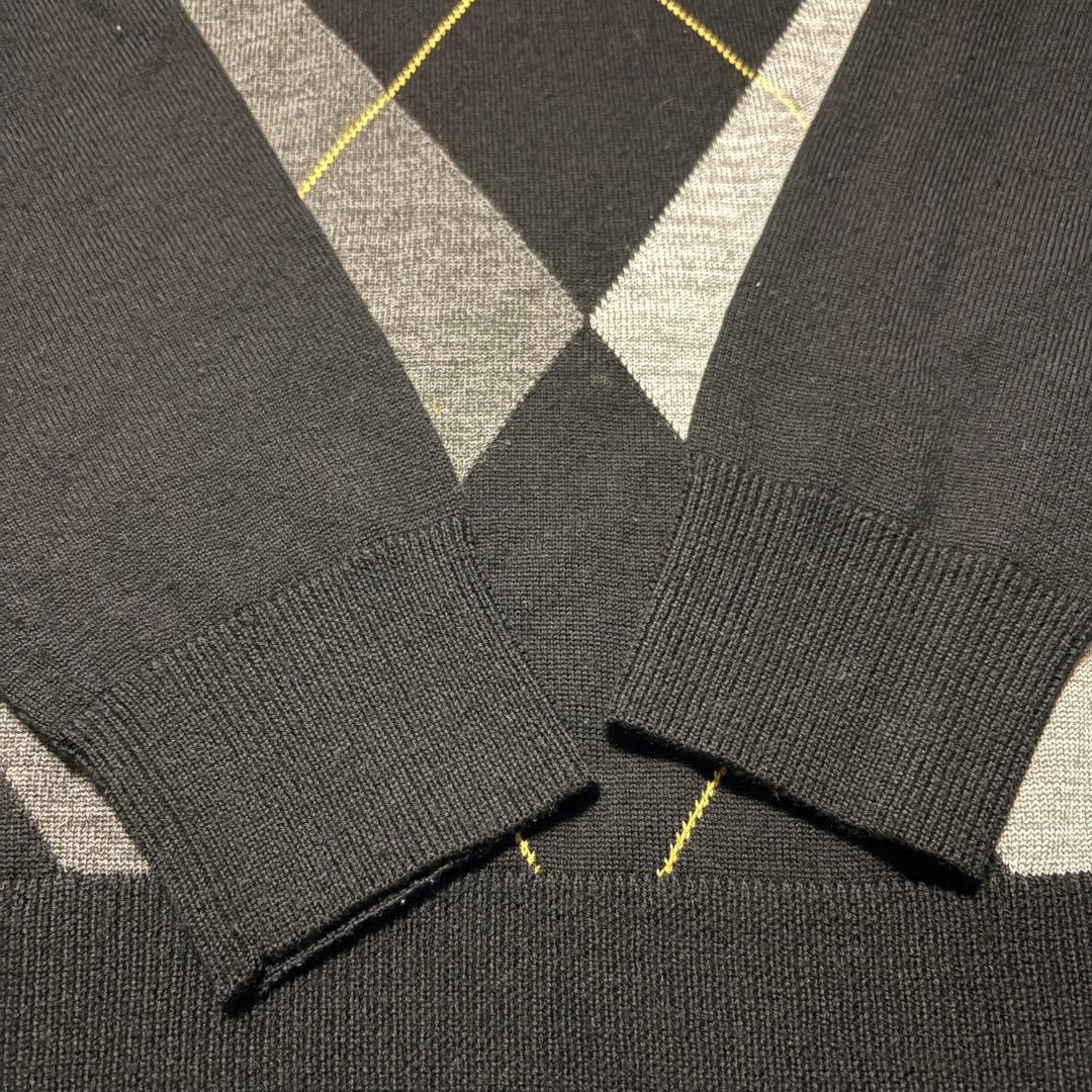 未着用　フレッドペリー　メリノウール　ニット　アーガイル　黒色　月桂樹　ロゴ刺繍