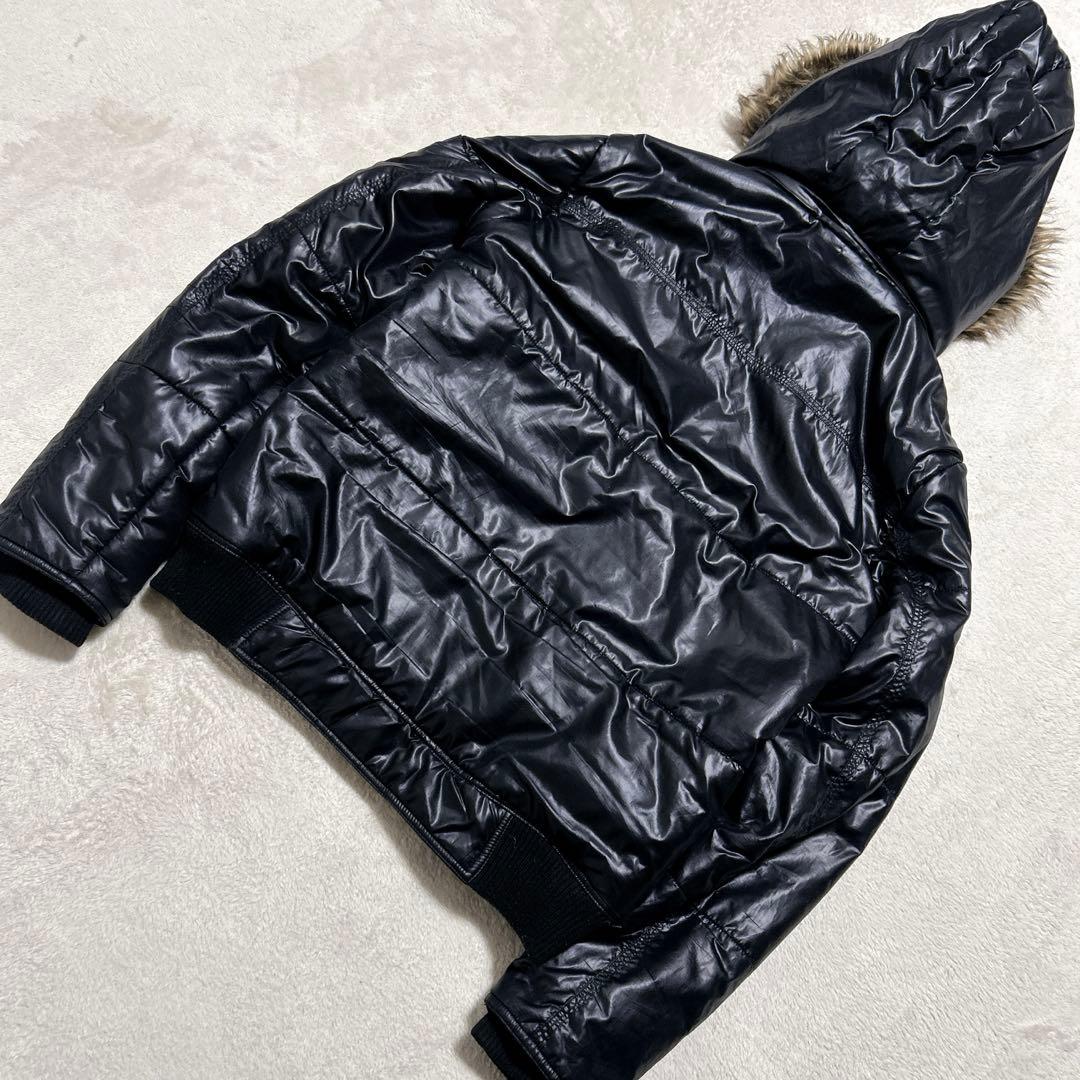 激シブ! 00s y2k 3way ファー パフジャケット 短丈 L 平成