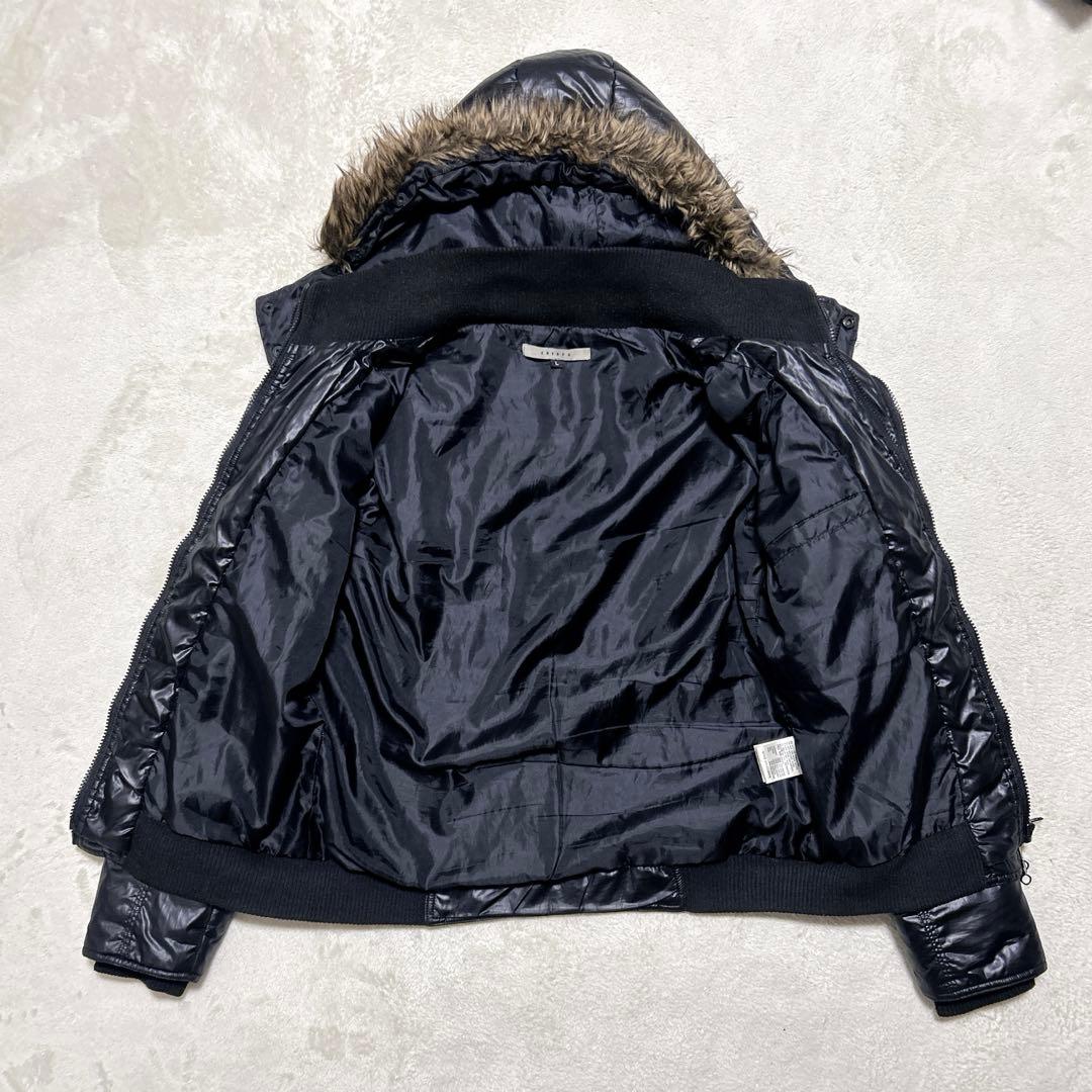 激シブ! 00s y2k 3way ファー パフジャケット 短丈 L 平成