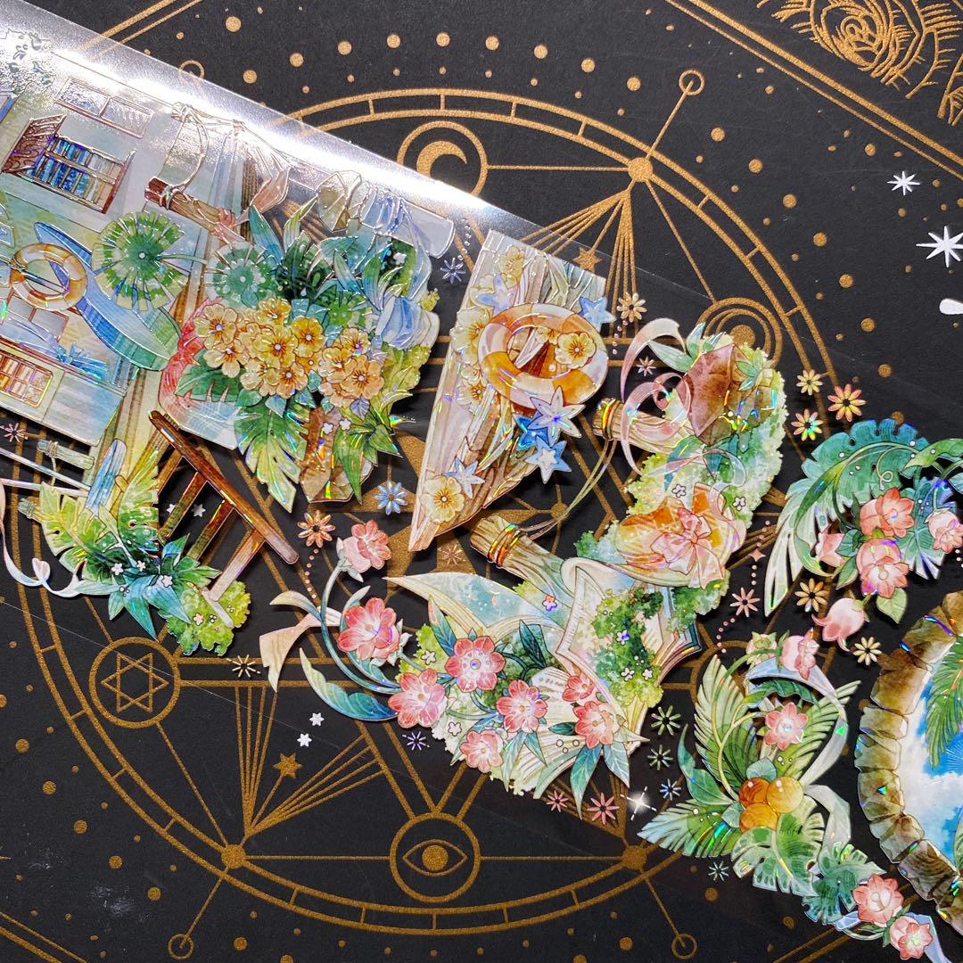 【9157】海外　中古巻　貝殻光マスキングテープ　夏　金魚　海　魚背景装飾系