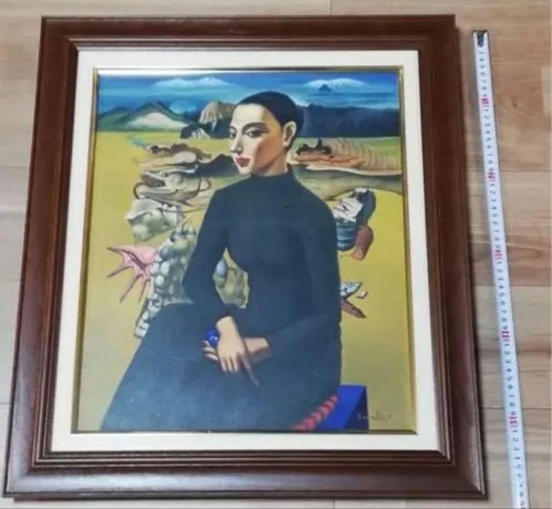 古沢岩美　油絵　F8号　額寸約58×52cm