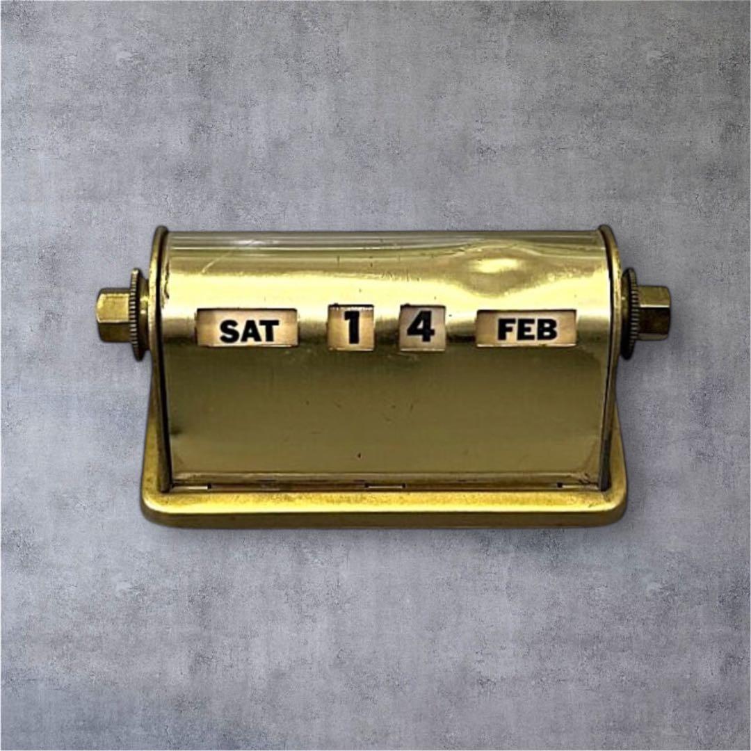 ヴィンテージ ブラス製 パーペチュアル デスクトップカレンダー