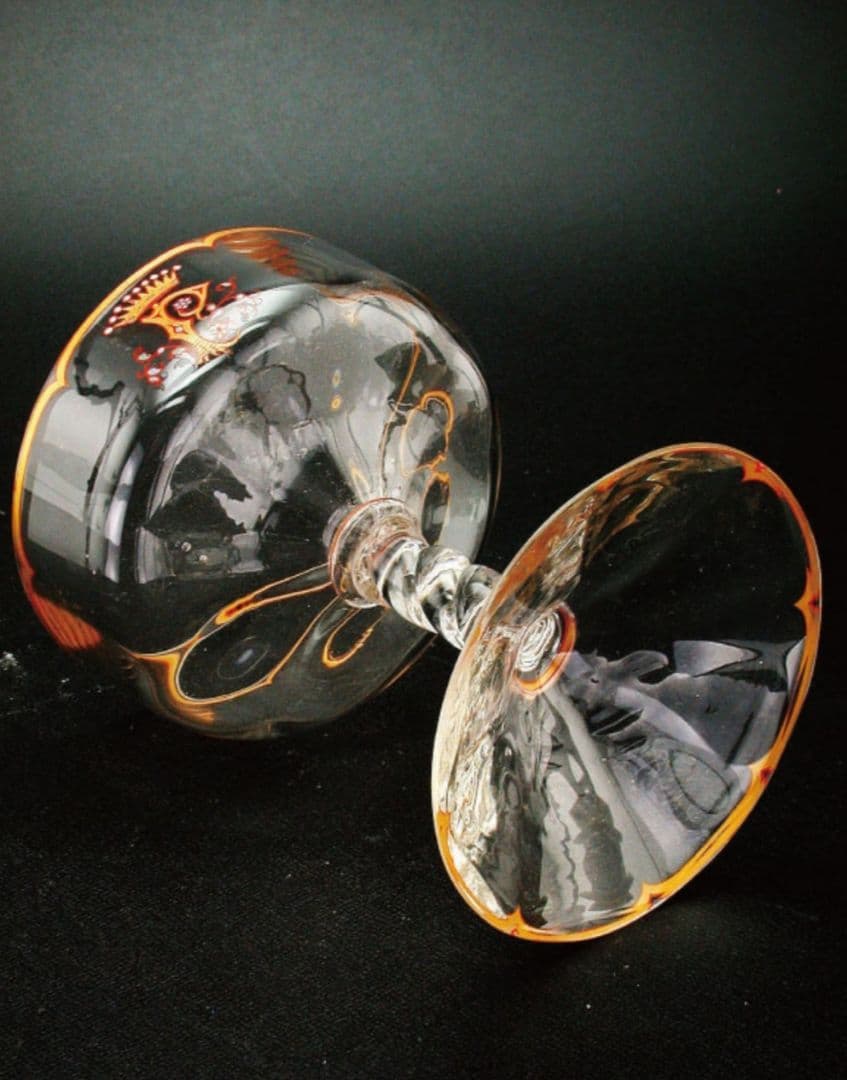 エミール・ガレ★エナメル彩★花装飾文★キャビネットグラス