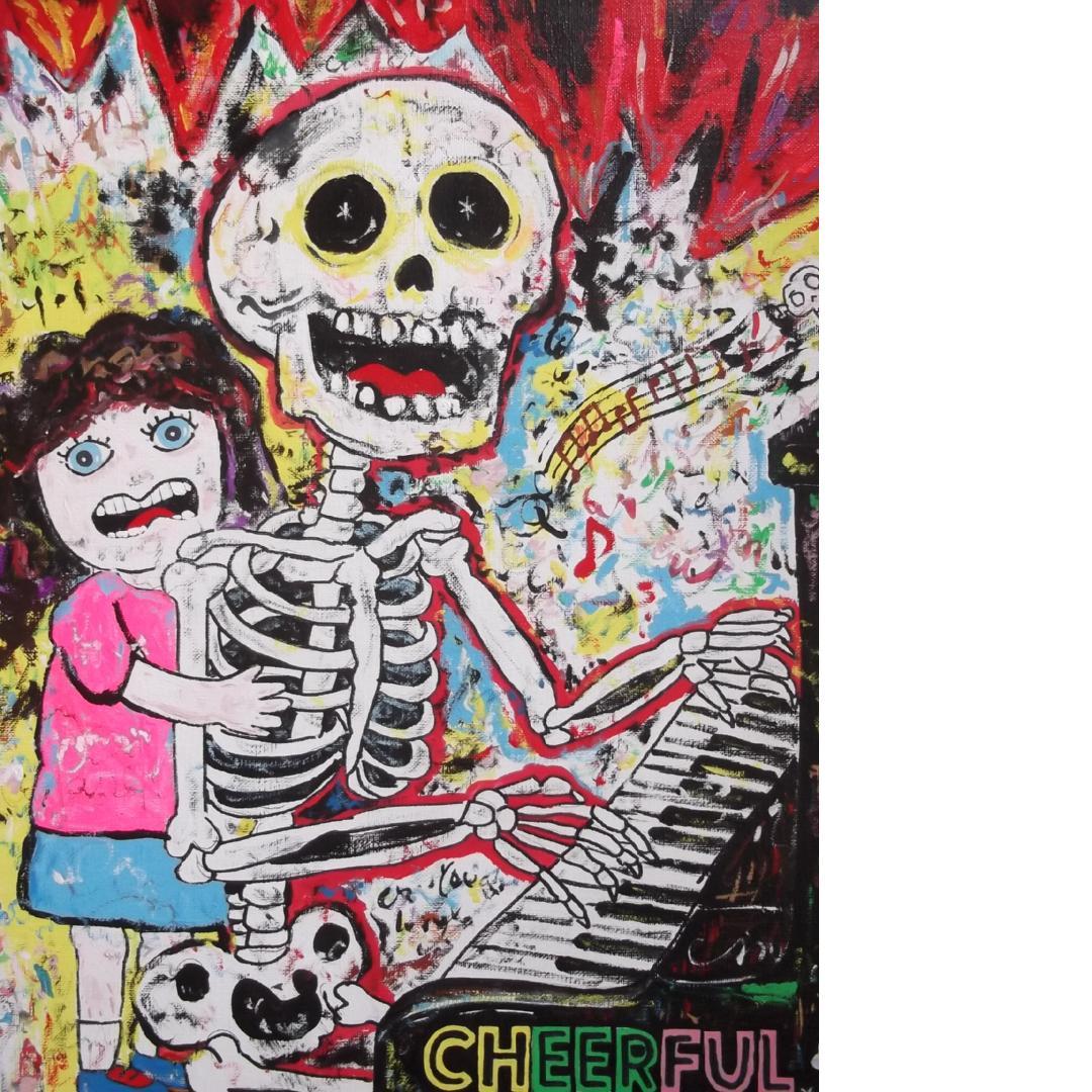 天才クリア・クリムゾン真作保証作品　Ｆ１０号　陽気なガイコツくん　２０２６年新作