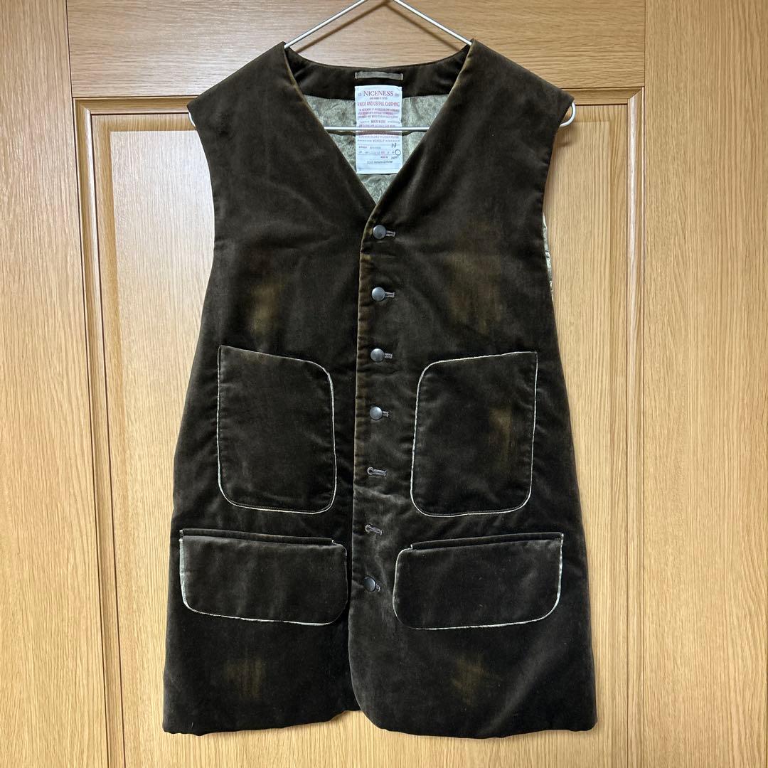 NICENESS KHANH ベロアベスト ベルベット　L ブラウン