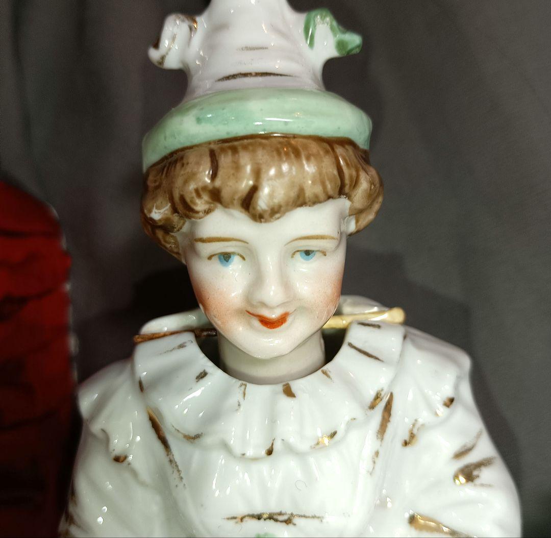 F3⭐アンティークドール　フィギュリン　ノッディングドール　ハーレクイン衣装⭐