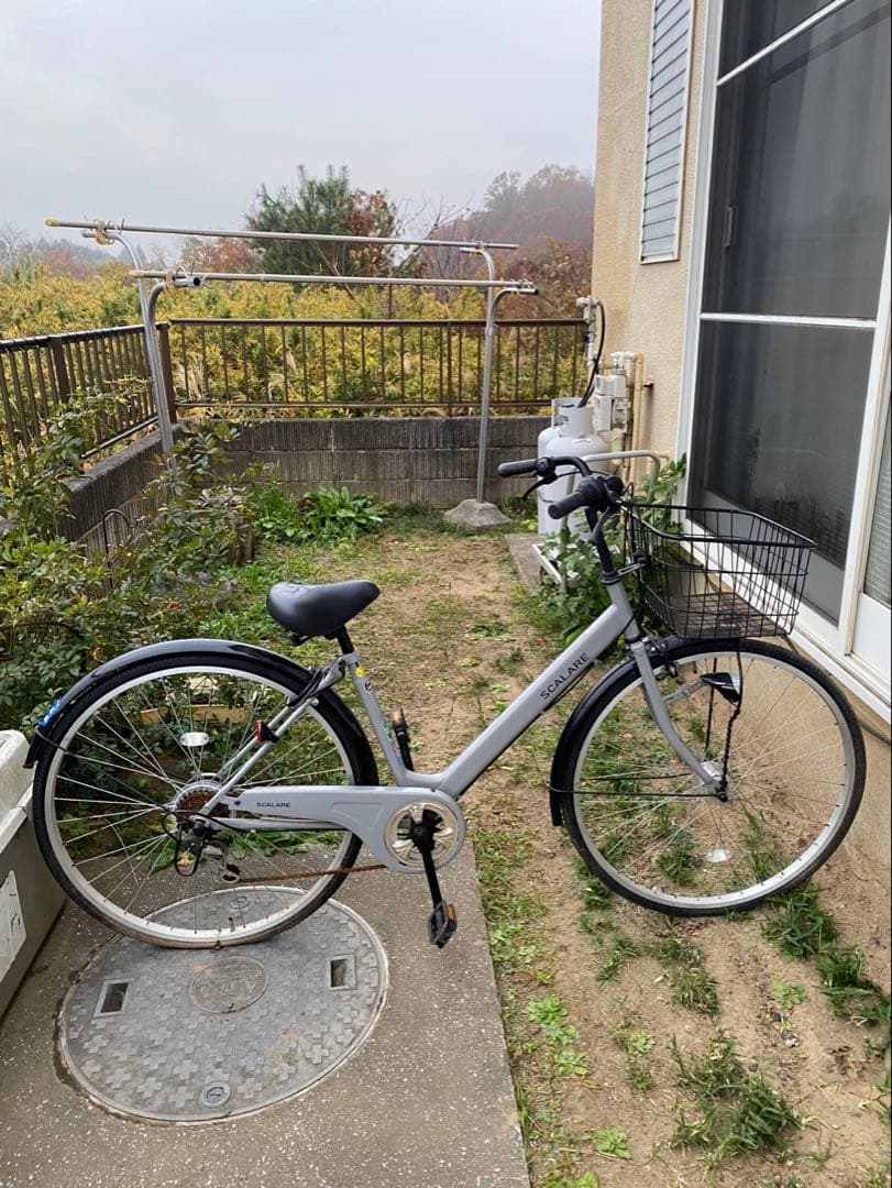 シティサイクル グレー バスケット付き