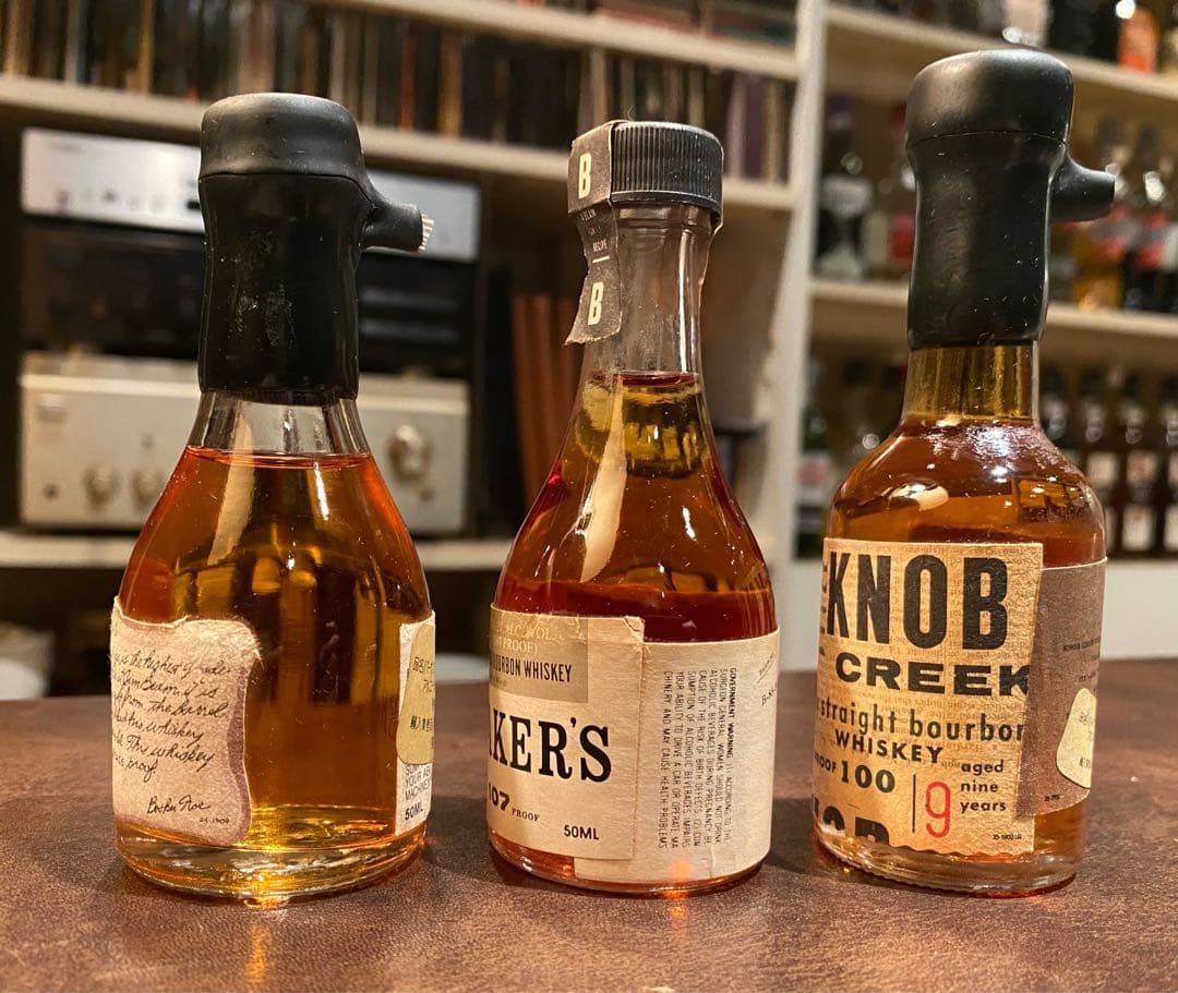 超レア！ブッカーズを含めたバーボンウイスキーのミニチュアボトル ３本セット！
