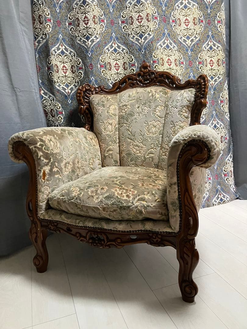 新年SALE～1/5迄☆ロココ調☆アンティークソファ☆どっしり重厚感