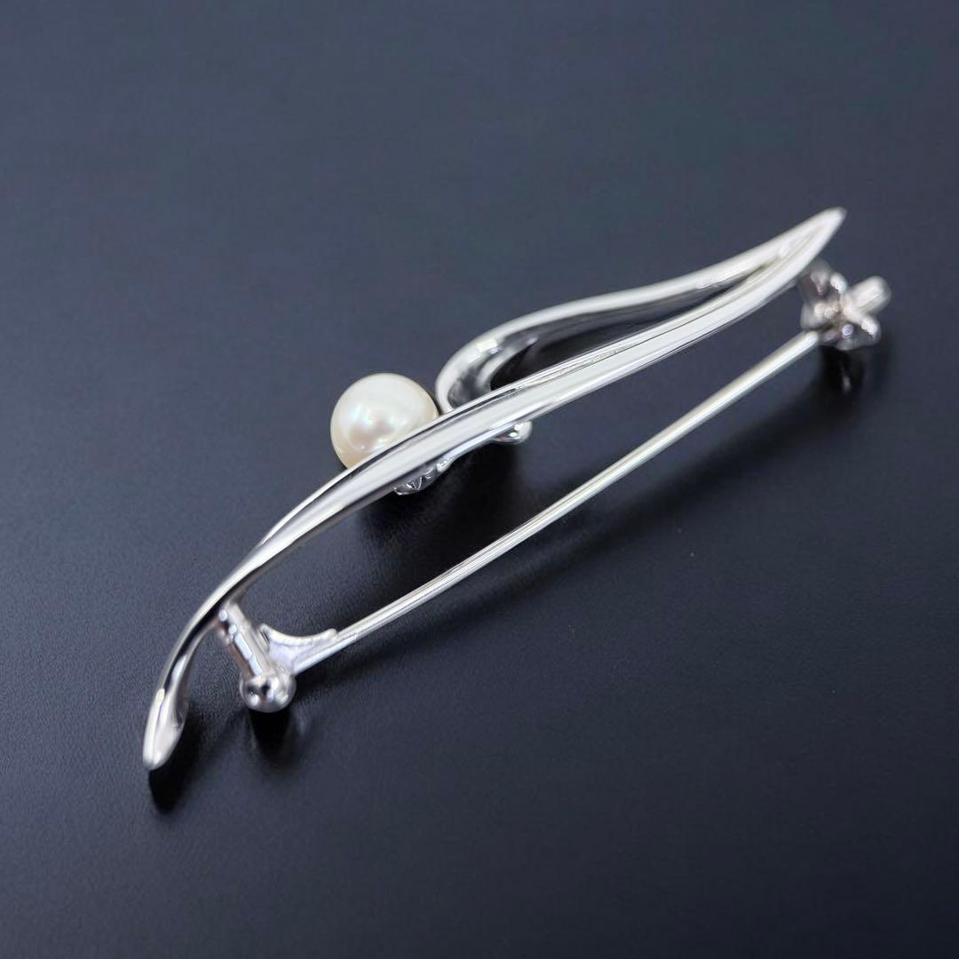 【極上】ミキモト　アコヤ　本真珠　パール　ブローチ　コサージュ　シルバー