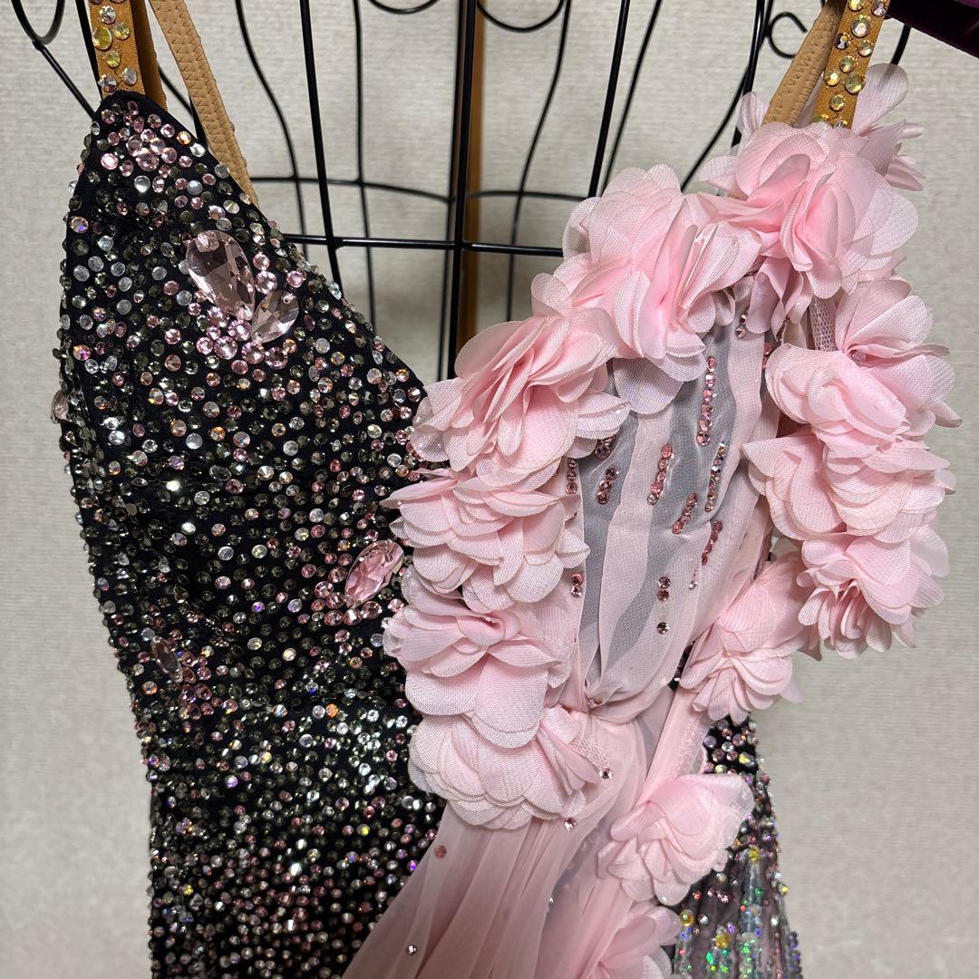 社交ダンスドレス ピンクと黒のグラデーション