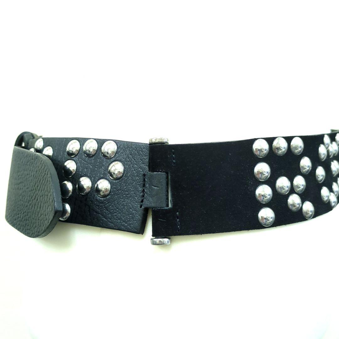 ドルチェ&ガッバーナ D&G スタッズ レザーベルト ブラック イタリア製