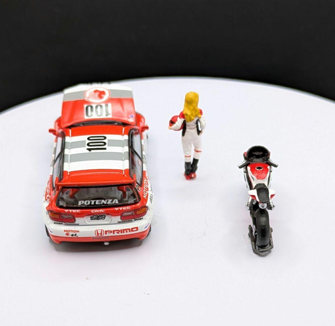 1/64 IDEMITSU Civic EG6＆バイク＆ 女性ライダー