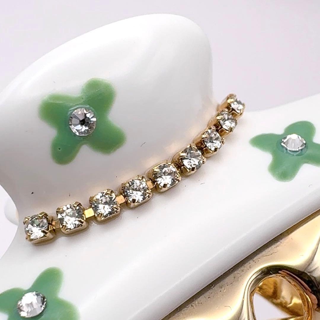 acca アッカ　ヘアクリップ　M ニューコラーナ　白　ゴールド　ラインストーン