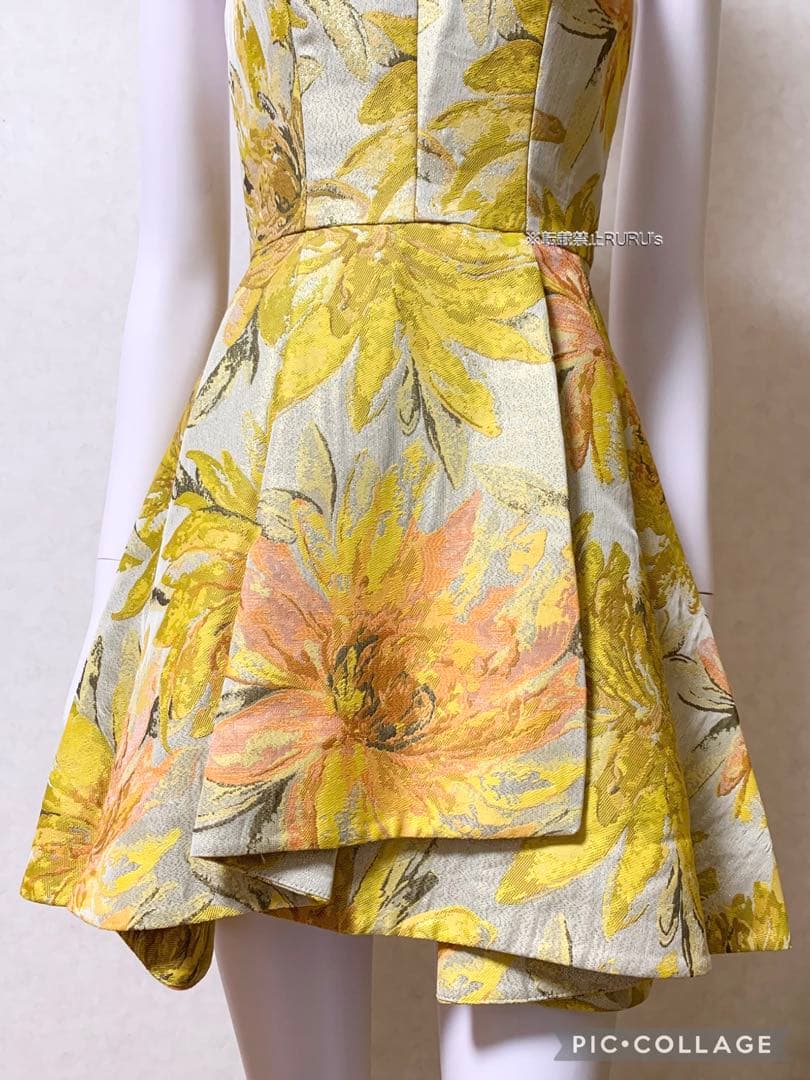 新品alice+olivia フローラルジャカード×ボックスプリーツ ワンピース