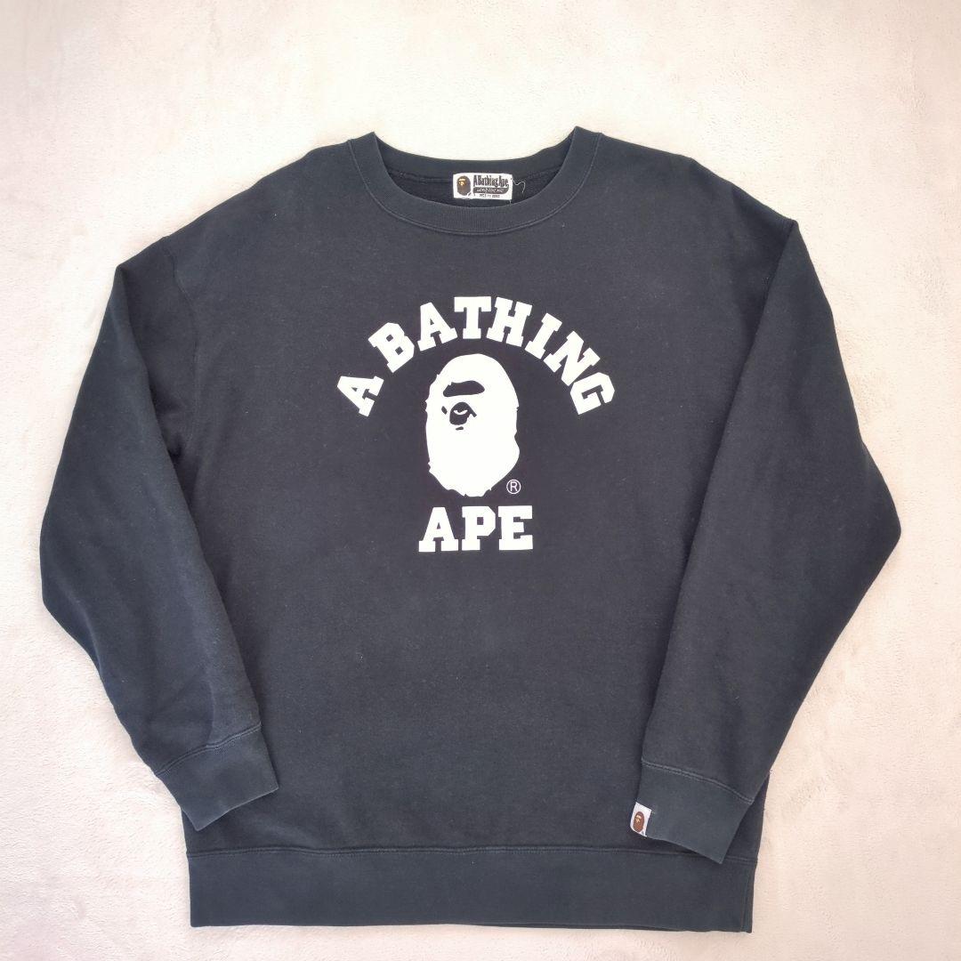 BATHING APE スウェット ブラック カレッジロゴ XL相当 エイプ