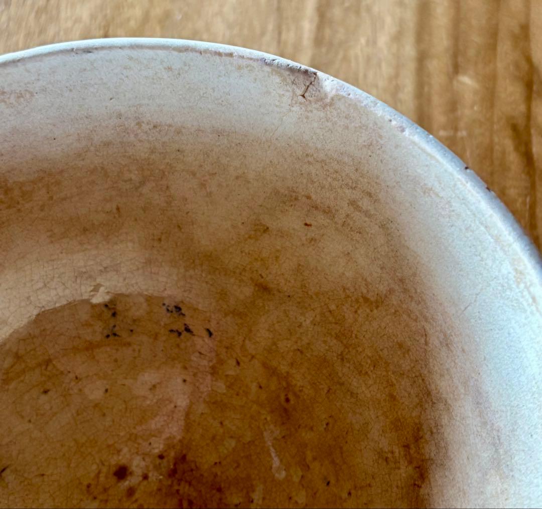 フランスアンティーク ゼラニウム柄のカフェオレボウル 口径15.4cm 飴色