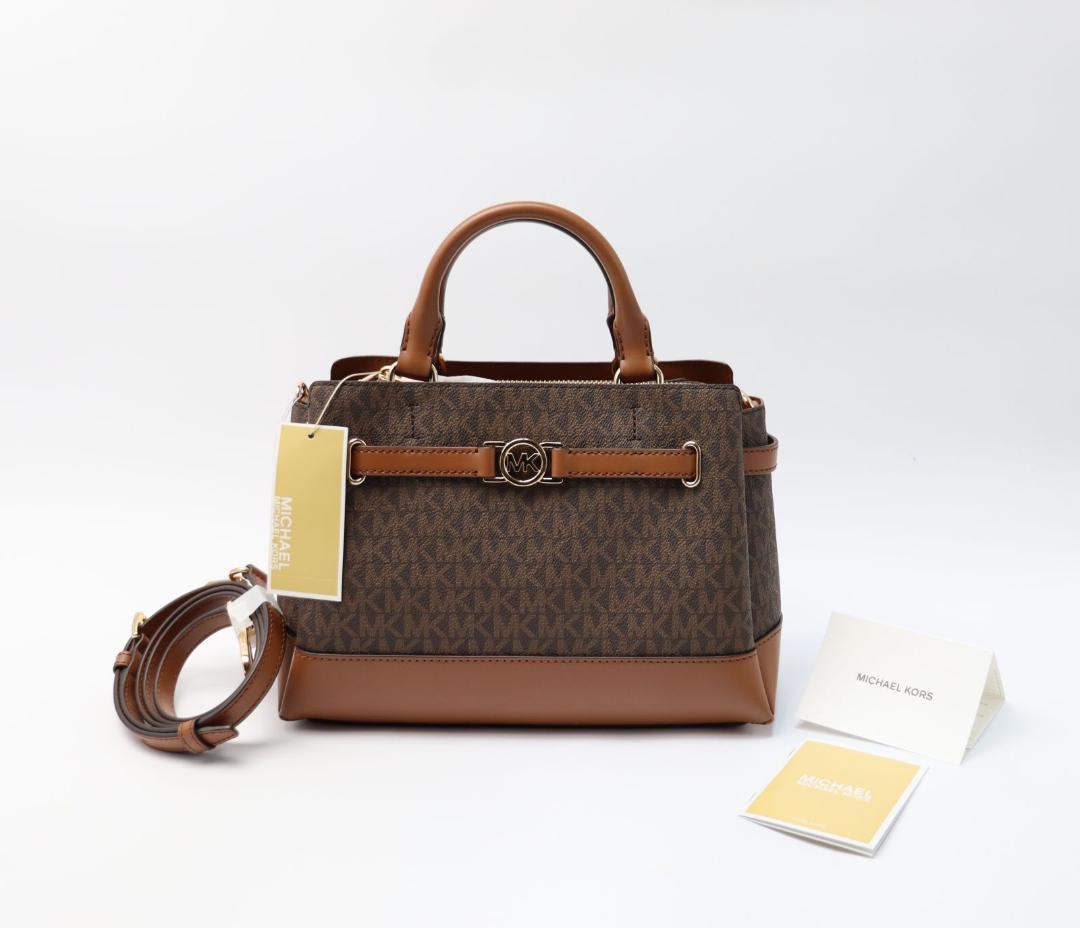 新品 マイケルコース REED ベルテッドバッグ - MKシグネチャー ブラウン