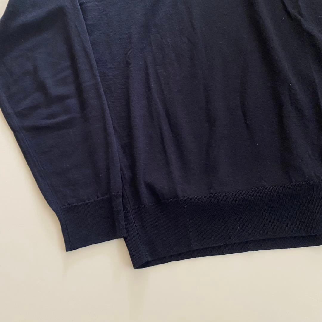 極美品 john smedley タートルネック 30ゲージ L ネイビー