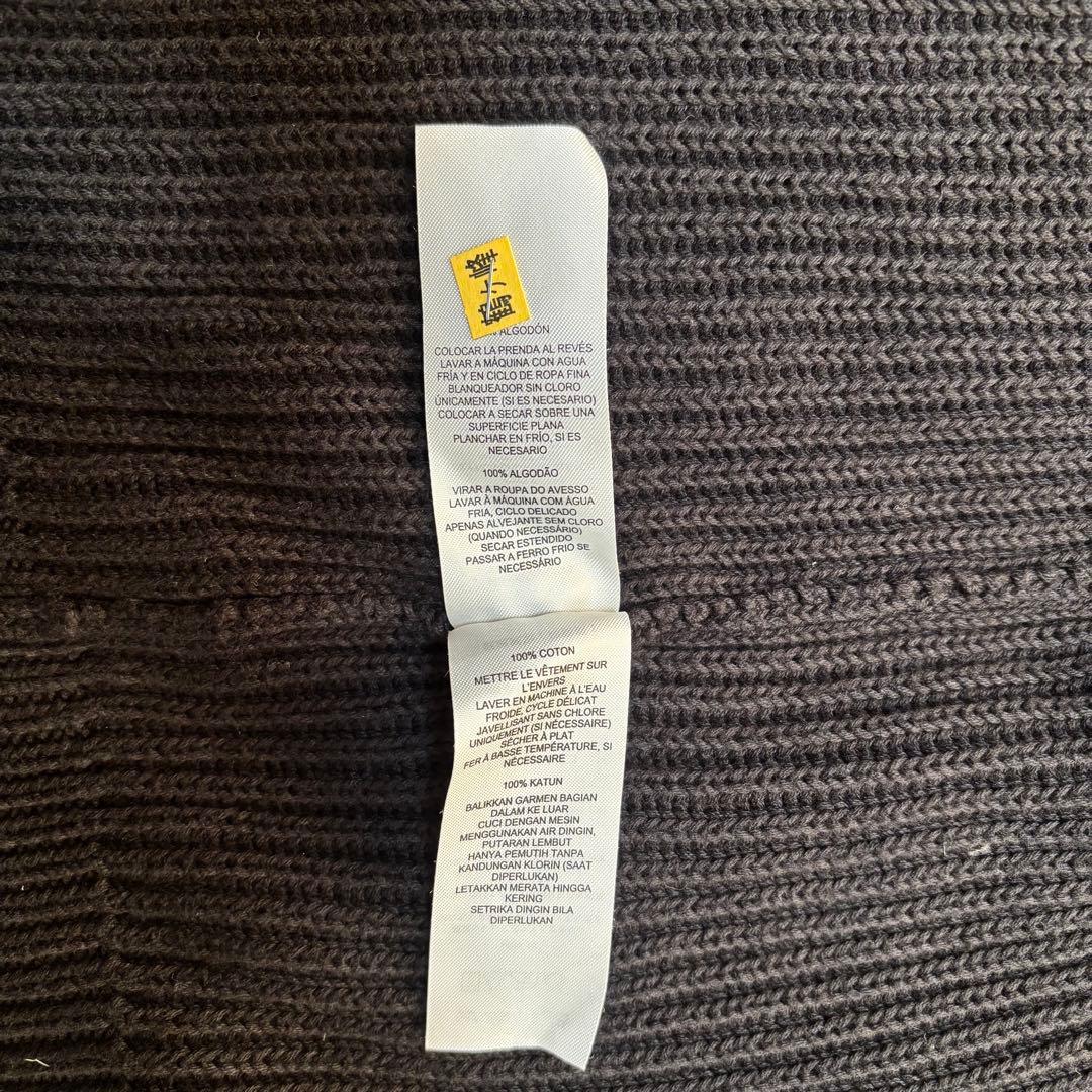 希少サイズL アルマーニ ドライバーズニット 太め リブ 高級ジップ ロゴ 黒