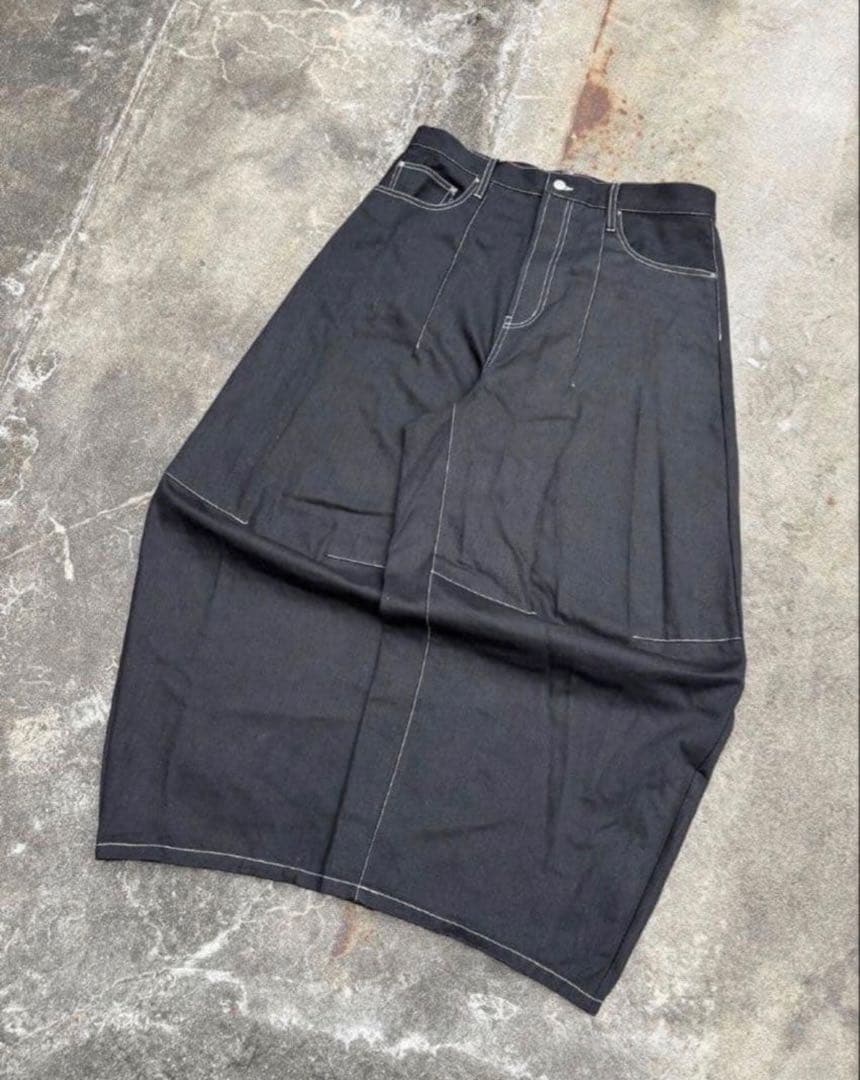 パンツ BELVET Pleated Wide-Leg Baggy Pants BK